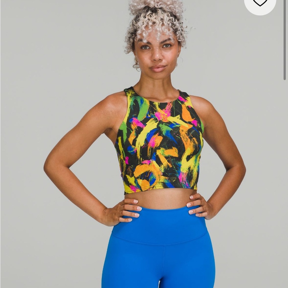 Lululemon Wunder Train racerback cropped tank size 10 “undertone black multi”